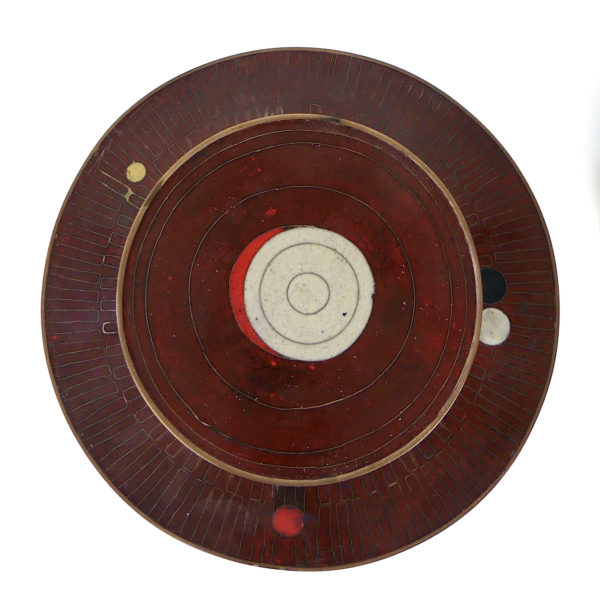 Grand pot à thé en cloisonné brun et rouge Fabienne Jouvin (dessus)