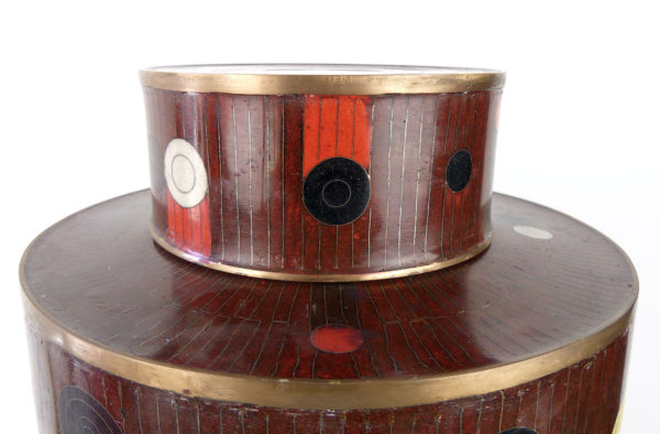 Grand pot à thé en cloisonné brun et rouge Fabienne Jouvin (détail)