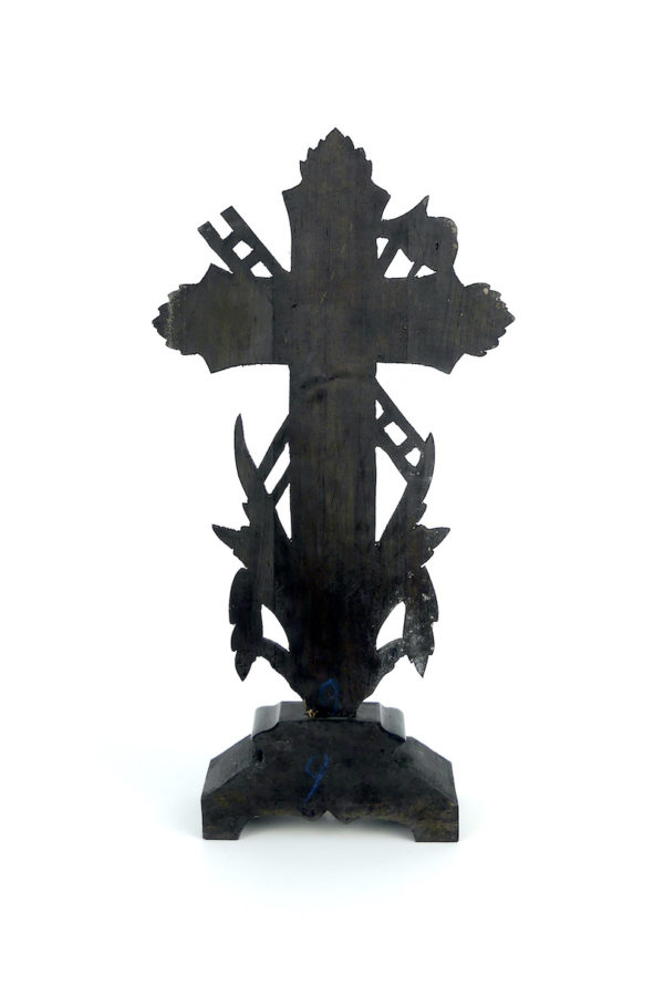Crucifix sur pied Napoléon III au crâne d’Adam en bois noirci (dos)