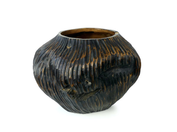 Cache-pot rond en racine de teck