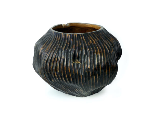 Cache-pot rond en racine de teck