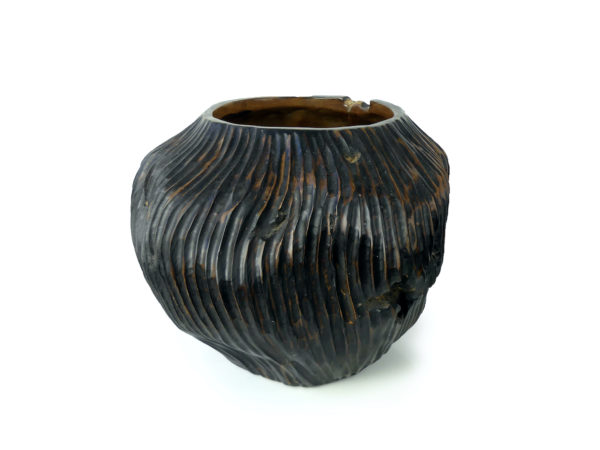 Cache-pot rond en racine de teck