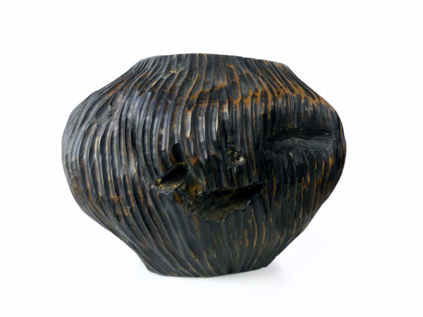 Cache-pot rond en racine de teck