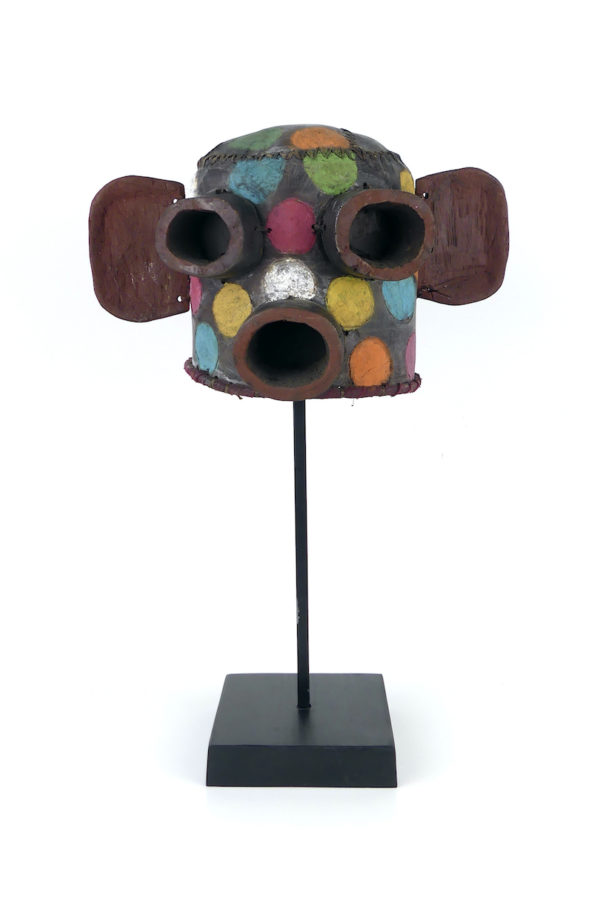 Masque heaume d’esprit Hopi à pois multicolores (face)