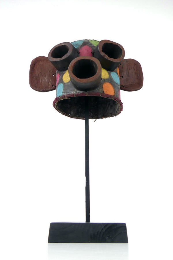 Masque heaume d’esprit Hopi à pois multicolores (face)