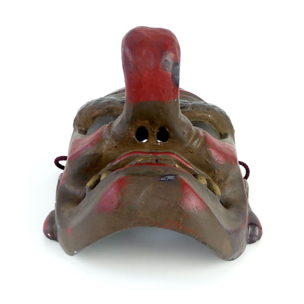Masque Tengu ancien en terre cuite (dessous)
