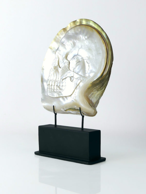 Grande coquille Skull d’huître perlière sculptée (3/4)