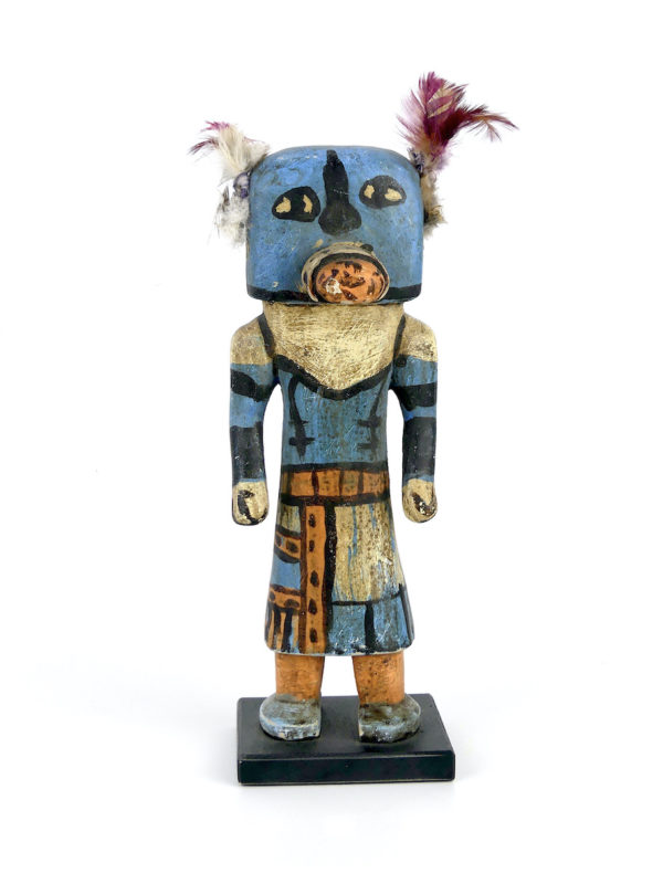 Poupée Kachina bleue en bois (face)