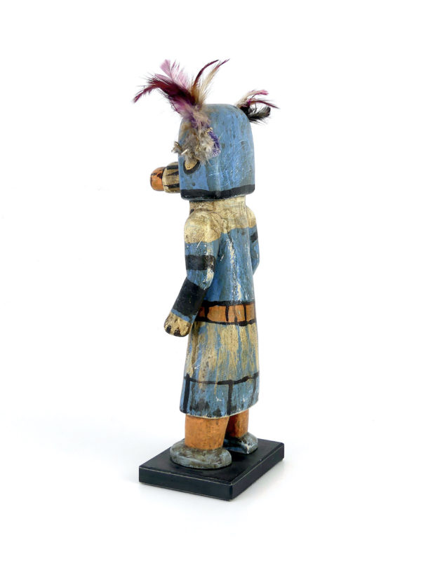 Poupée Kachina bleue en bois (3/4 dos)
