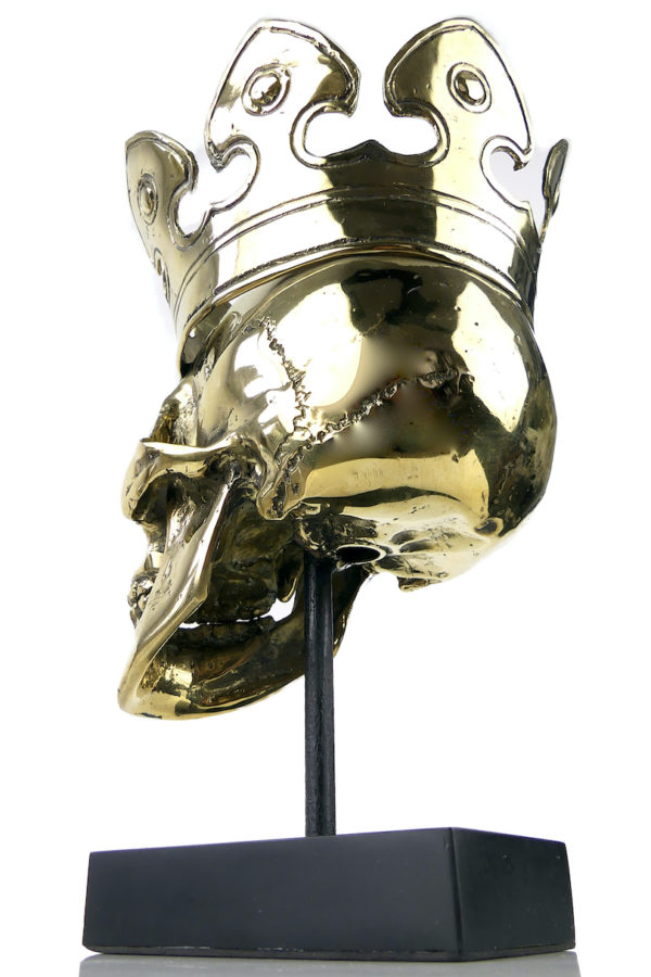 Vanité couronnée en laiton sur pied (3/4 dos)