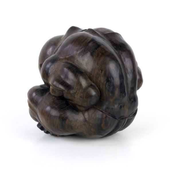 Statue Bouddha pleureur Orang Malu en ébène (3/4 dos)