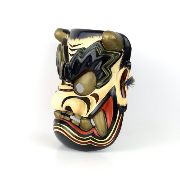 Masque Bitchū Kagura démon Oni signé Tanabe Shosuke (3/4)