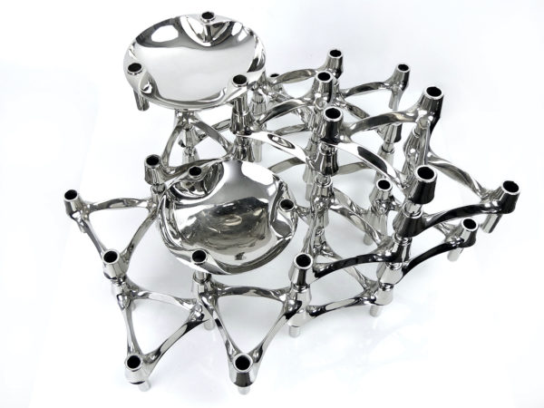 Set de 17 bougeoirs modulables tripodes et 2 coupelles Fritz Nagel (3/4)