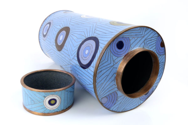 Pot long cloisonné cercles bleus Fabienne Jouvin (3/4)