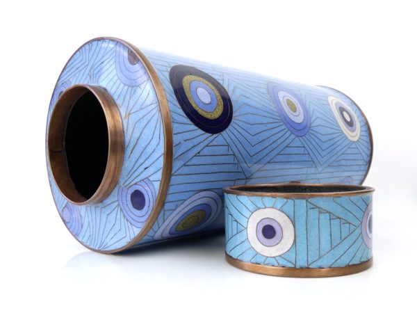 Pot long cloisonné cercles bleus Fabienne Jouvin (3/4)