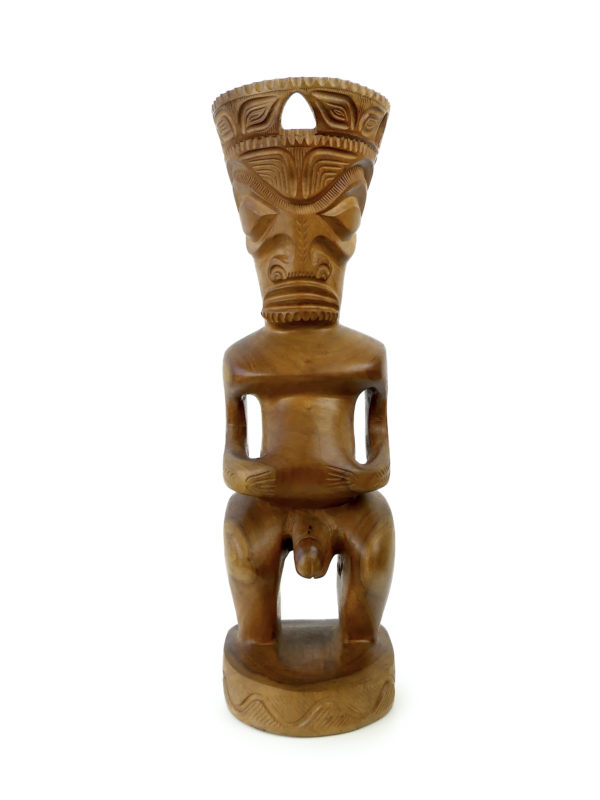 Grand Tiki couronné monogrammé en bois de rose (face)