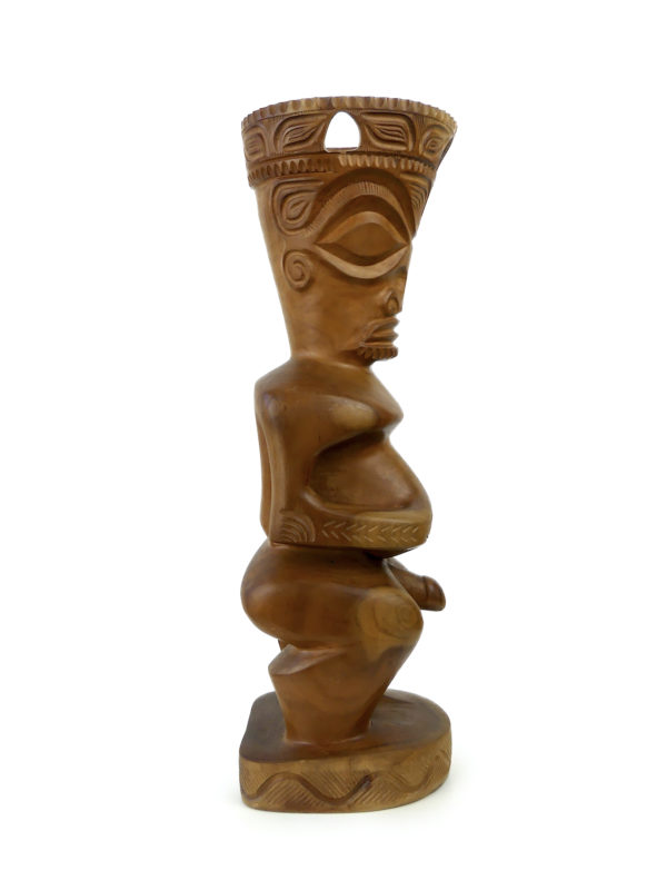 Grand Tiki couronné monogrammé en bois de rose (profil)
