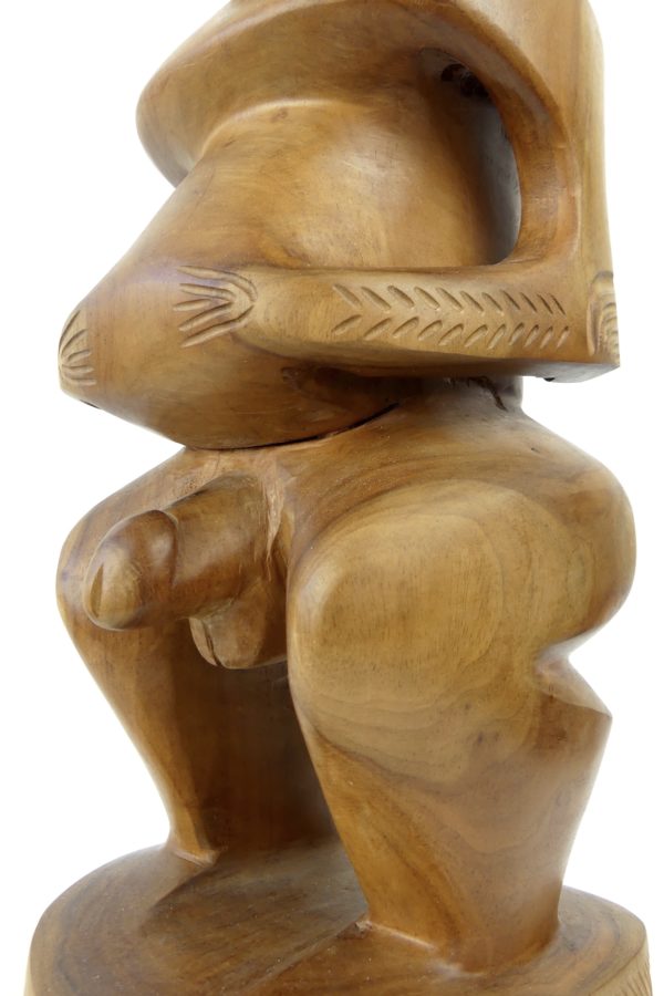 Grand Tiki couronné monogrammé en bois de rose (détail 3/4)