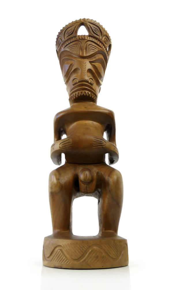 Grand Tiki couronné monogrammé en bois de rose (face)