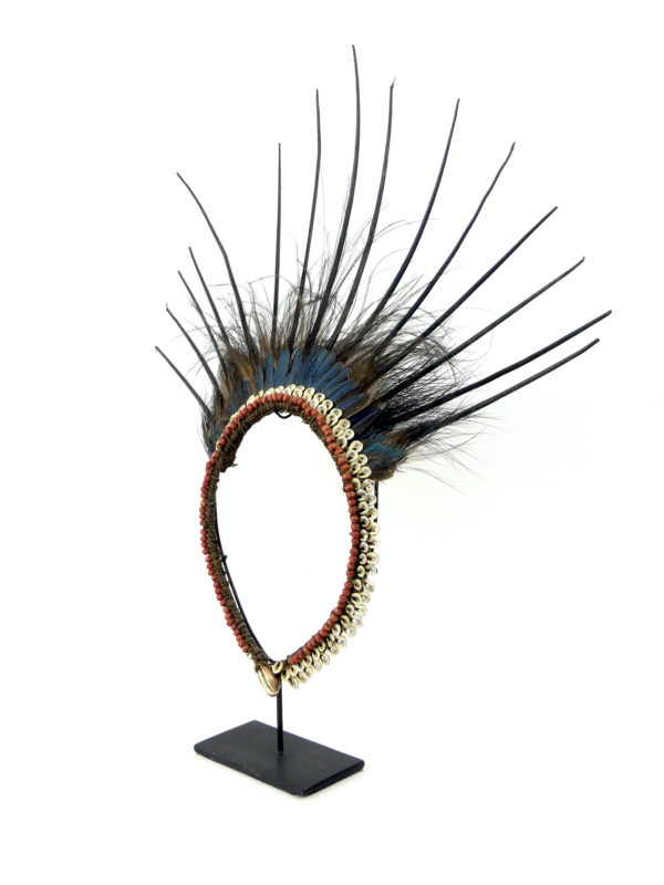 Collier papou à plumes coquillages pics de porc-épic (3/4)