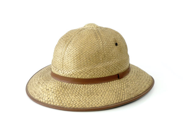 Chapeau colonial en paille naturelle salacot français (3/4)