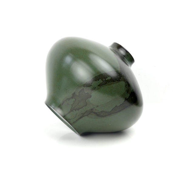 Vase bronze japonais ventru vert patiné signé Japon Shōwa (3/4)