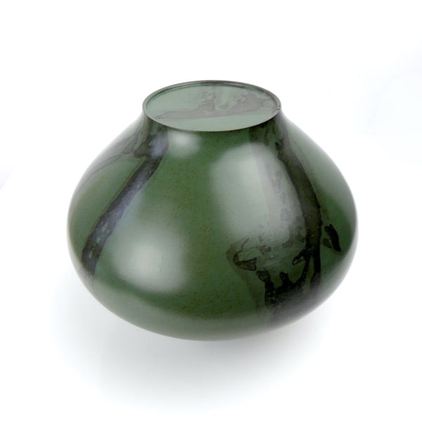 Vase bronze japonais ventru vert patiné signé Japon Shōwa (dessous)