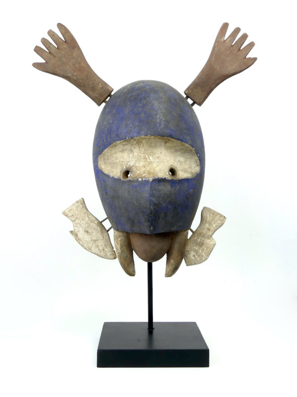Masque morse bleu aux 2 poissons sur pied (face)