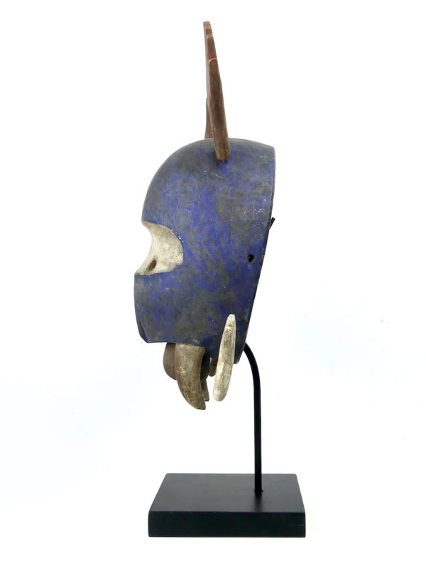 Masque morse bleu aux 2 poissons sur pied (profil)