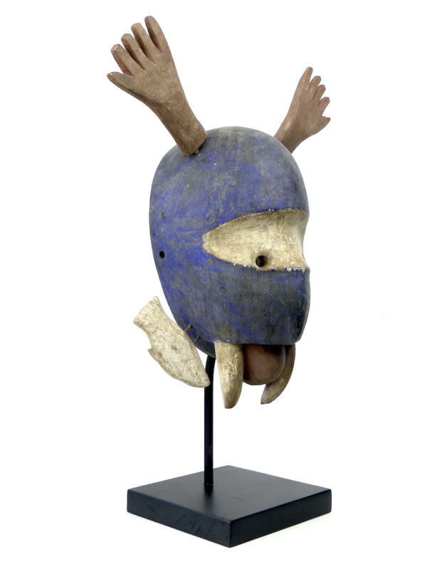 Masque morse bleu aux 2 poissons sur pied (3/4)