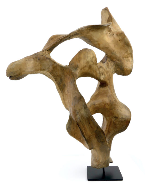 Sculpture racine de teck sur socle noir (dos)