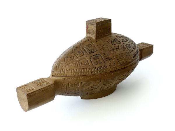 Umete marquisien Tiki plat et couvercle sculpté (3/4)