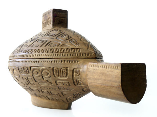 Umete marquisien Tiki plat et couvercle sculpté (3/4)