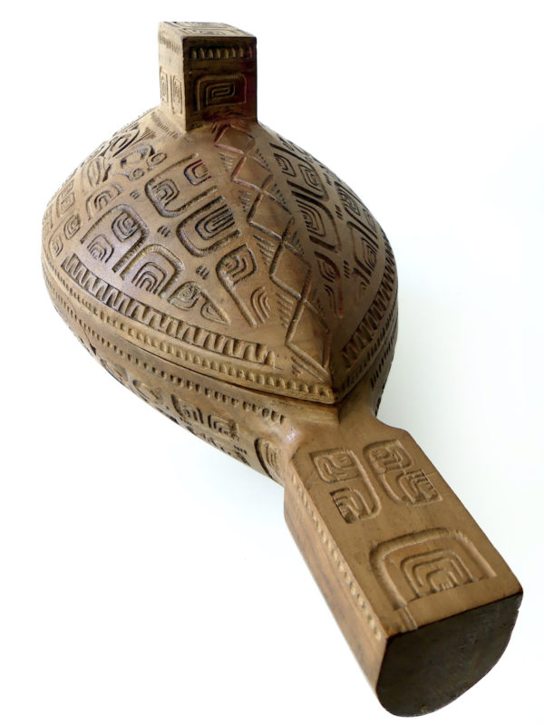 Umete marquisien Tiki plat et couvercle sculpté (3/4)