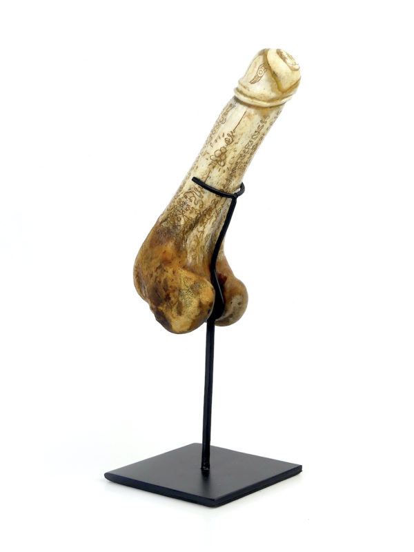 Palad Khik amulette pénis thaïlandaise en os sur socle (3/4)