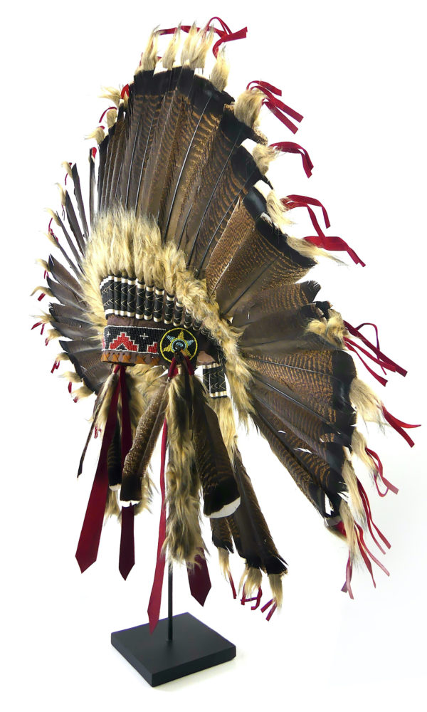 Coiffe de guerre de chef Sioux sur pied (3/4)