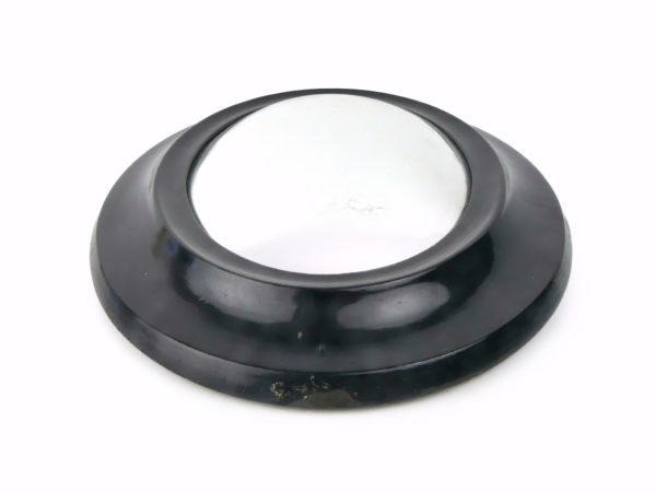 Petit miroir oval bombé œil de sorcière en bois noir XIXe (3/4)
