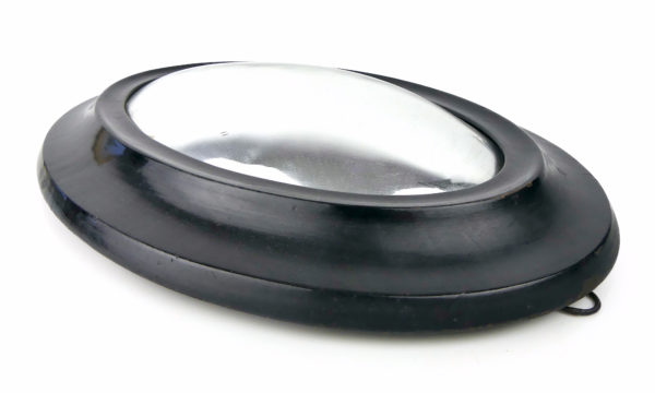 Petit miroir oval bombé œil de sorcière en bois noir XIXe (3/4)