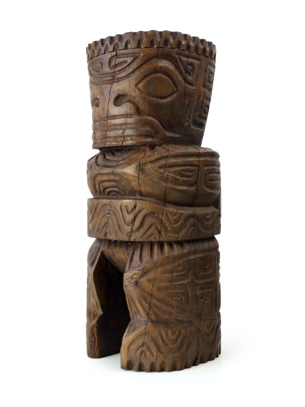 Grand Tiki massif couronné ancien et lourd en bois de cocotier (3/4)