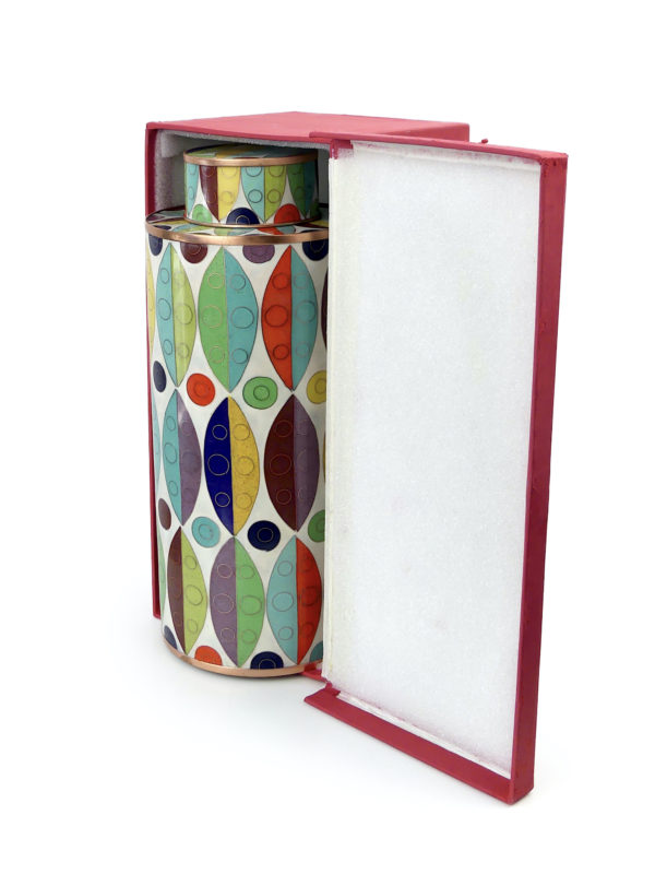 Pot à thé cloisonné blanc et multicolore Fabienne Jouvin (coffret)