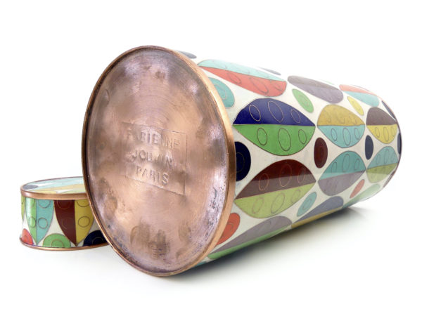 Pot à thé cloisonné blanc et multicolore Fabienne Jouvin (dessous 3/4)