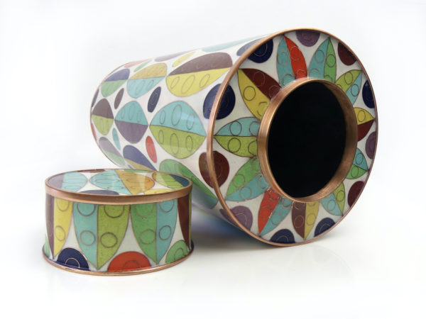 Pot à thé cloisonné blanc et multicolore Fabienne Jouvin (3/4)