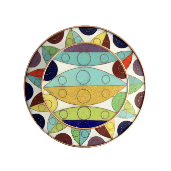 Pot à thé cloisonné blanc et multicolore Fabienne Jouvin (dessus)