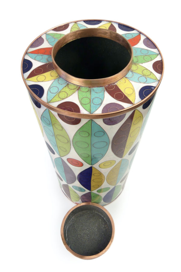 Pot à thé cloisonné blanc et multicolore Fabienne Jouvin (dessus)