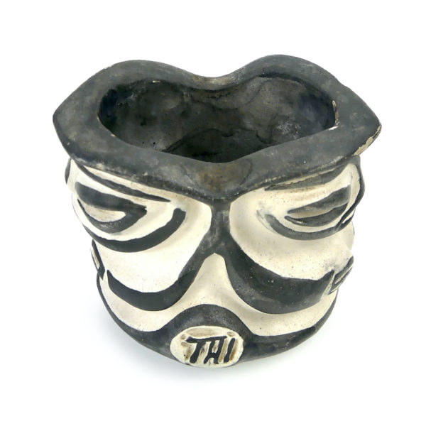 Pot en céramique TAI Tiki Janus vintage (dessus)