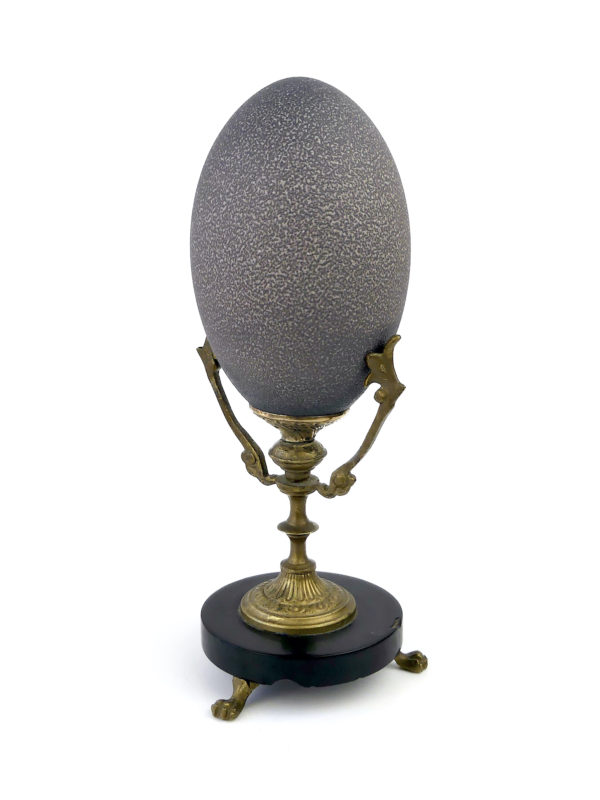 Œuf de casoar monté sur pied en bronze et marbre noir (3/4)
