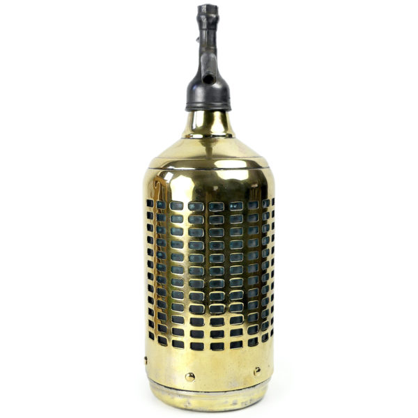 Grand siphon à eau de Seltz bleu et doré 1948 (face)