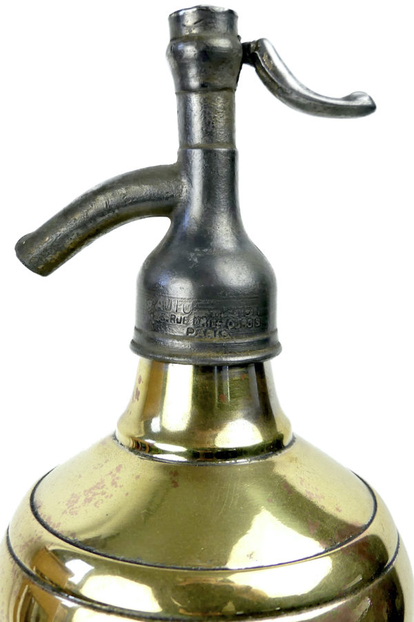 Grand siphon à eau de Seltz bleu et doré 1948 (détail)