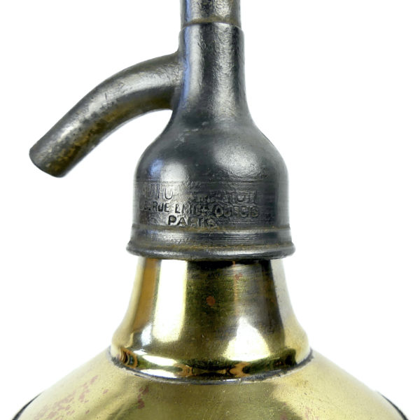 Grand siphon à eau de Seltz bleu et doré 1948 (détail)