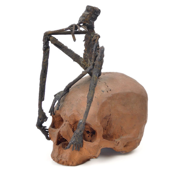 Sculpture La Pensée de Louis Dollé acier et terre cuite (3/4)